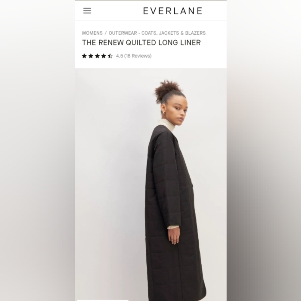 NWOT Everlane The ReNew Quilted Jacket Long Liner. XL/XXL/1X. Perfect Condition. - Picture 3 of 15
